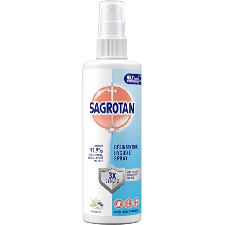 SAGROTAN Hygiene-Pumpspray 250 ml, Oberflächen-Desinfektionsmittel entfernt 99,9% der Bakterien, ideal für unterwegs – Bild 2