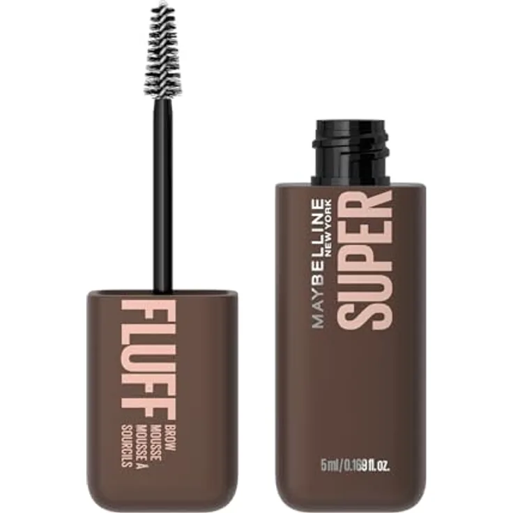 MAYBELLINE NEW YORK Super Fluff Mousse, Augenbrauen-Gel in 260 Deep Brown, 5 ml, für gepflegte und definierte Augenbrauen