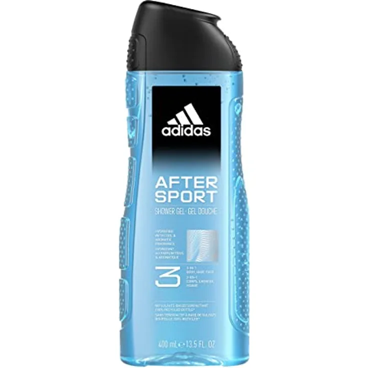 adidas 3in1 After Sport Duschgel für ihn, mit aromatisch-frischem Duft, 400 ml