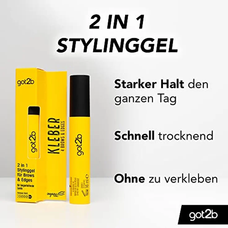 GOT2B Kleber 4 Brows & Edges (16 ml), 2in1 Brow Gel & Haar Mascara, mit praktischer, zweiseitiger Eyebrow Brush zum Stylen und Babyhaare Fixieren, vegane Formel – Bild 5