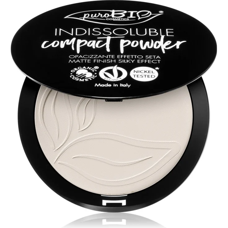 puroBIO Cosmetics Indissouble Kompaktpuder T00, 9 g, mattierender Puder für Damen mit samtigem Effekt – Bild 1