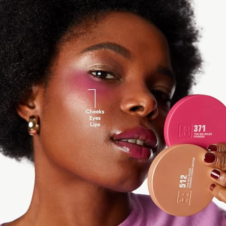 3INA The No-Rules Powder multifunktionales Make-up für Augen, Lippen und Gesicht, Farbton 371 - Electric Pink, matt, 8 g – Bild 2