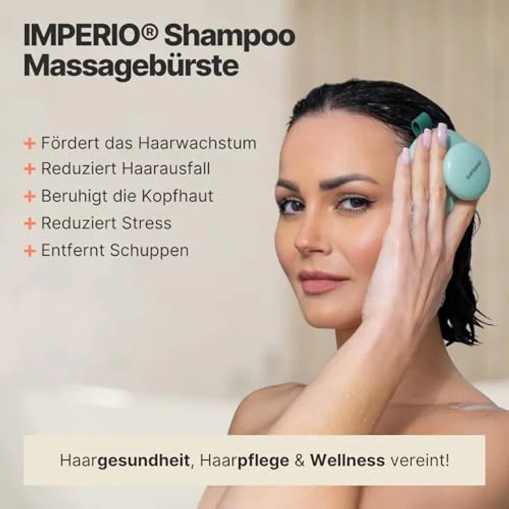 IMPERIO Shampoo-Massagebürste für Tiefenreinigung und Haarwachstum, Silikonborsten – Bild 2