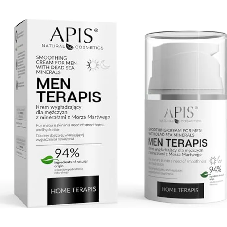 Apis Natural Cosmetics Professionelle Herren Glättungs- und Beruhigungs-Gesichtscreme, 50ml - Intensive Regeneration, Mineralien aus dem Toten Meer, Hyaluronsäure und Baobaböl для trockene, reife Männerhaut – Bild 1