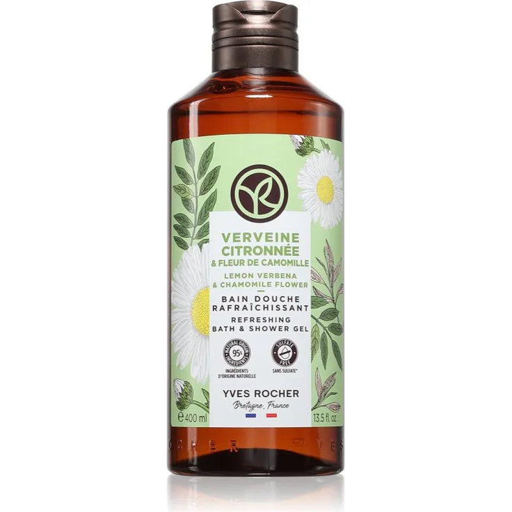 Yves Rocher Lemon Verbena & Chamomile Flower Duschgel, 400 ml, vegan, ohne Sulfate, für samtweiche Haut