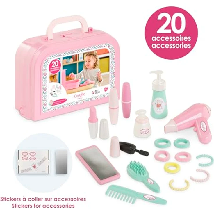 Corolle - 9000310060 - Mein Kleiner Beauty-Koffer, 20 Zubehörteile, für Puppen, ab 18 Monaten, ergonomisches Design, inklusive Spiegel und Aufklebern – Bild 4