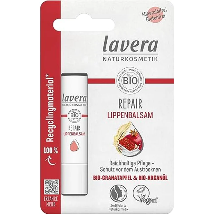 Lavera Repair Lippenbalsam, 4,5 g, langanhaltender Schutz vor Austrocknung und Stärkung der natürlichen Hautbarriere – Bild 1