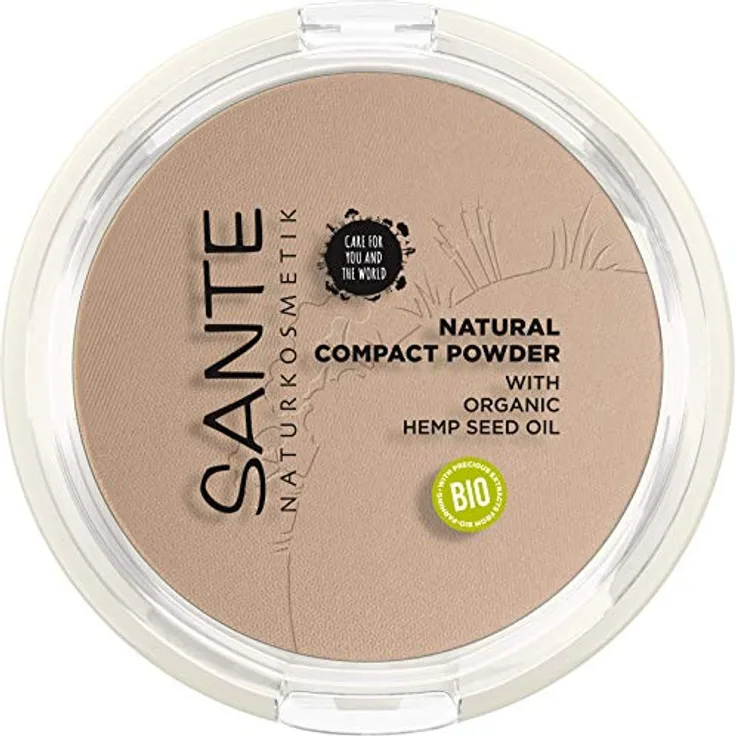 SANTE Naturkosmetik Natural Compact Powder 02 Neutral Beige, ideal für helle bis mittlere Hauttöne, mattiert und fixiert langanhaltend, für einen natürlichen Glow, mit Bio-Hanfsamenöl, Vegan, 9g