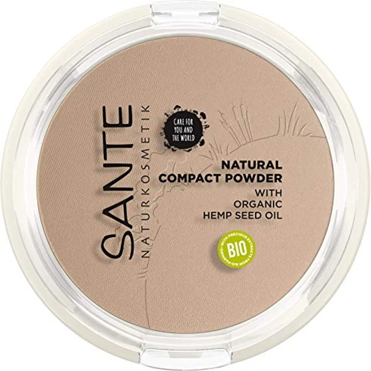 SANTE Naturkosmetik Natural Compact Powder 02 Neutral Beige, ideal für helle bis mittlere Hauttöne, mattiert und fixiert langanhaltend, für einen natürlichen Glow, mit Bio-Hanfsamenöl, Vegan, 9g – Bild 1