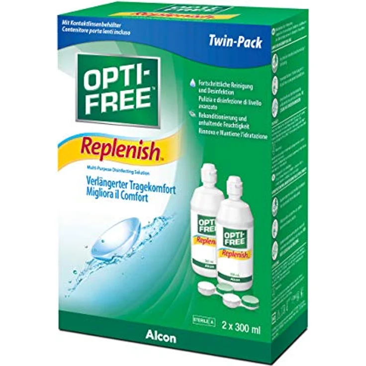 Opti-Free Replenish Kontaktlinsen-Pflegemittel, 300 ml Flasche für unbeschwerten Tragekomfort, geeignet für alle weichen Kontaktlinsen – Bild 4