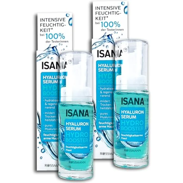 ISANA Hydro Booster Hyaluron-Serum 2 x 30 ml, mit 24h Feuchtigkeitspflege und Hyaluron-Effekt, leicht und schnell einziehend – Bild 2