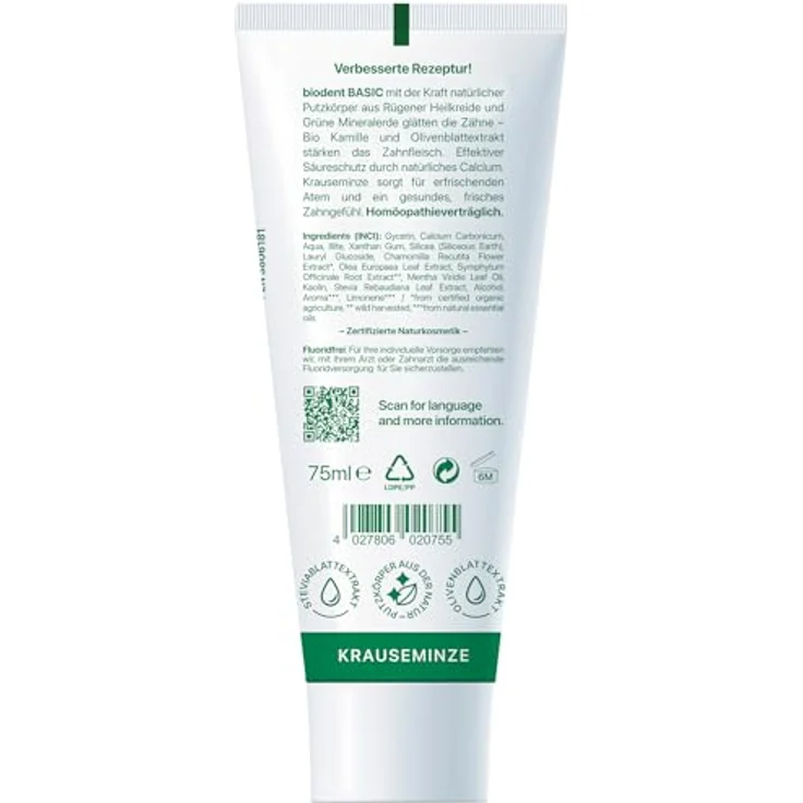 Terra Natura Biodent Stevia Basic 75 ml, für die tägliche Zahnreinigung – Bild 3