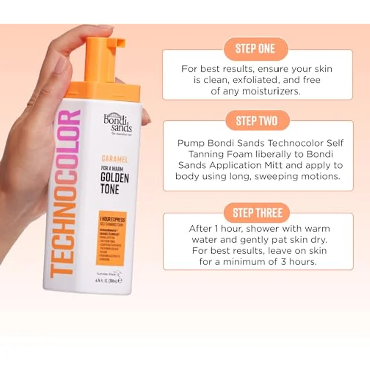 Bondi Sands Technocolor Caramel Selbstbräunungsschaum, 200 ml, mit feuchtigkeitsspendendem und natürlichem Bräunungseffekt, Farbton Warm Hydrated Glow – Bild 8