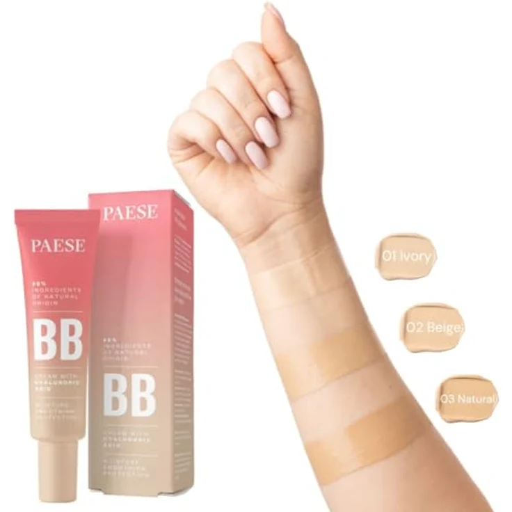 Paese BB Cream mit Hyaluronsäure, Getönte Tagescreme 01 Ivory, 30 ml, spendet Feuchtigkeit und kaschiert Unreinheiten – Bild 4