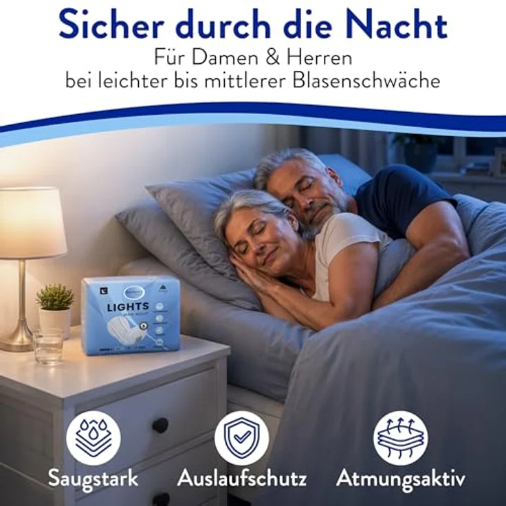 Harmony Care® Lights Maxi Night, Unisex Inkontinenzeinlagen mit Auslaufschutz und Geruchskontrolle, 144 Stück, saugstark bis 1050ml – Bild 3