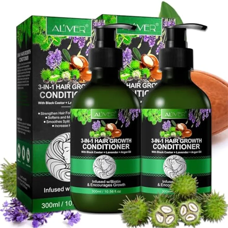 P-Beauty 3in1 Conditioner & Spülung, 2 x 300ml, mit Rizinus, Lavendel & Arganöl, regenerierend für Kopfhautpflege, stimuliert Haarwachstum, schützt vor Spliss