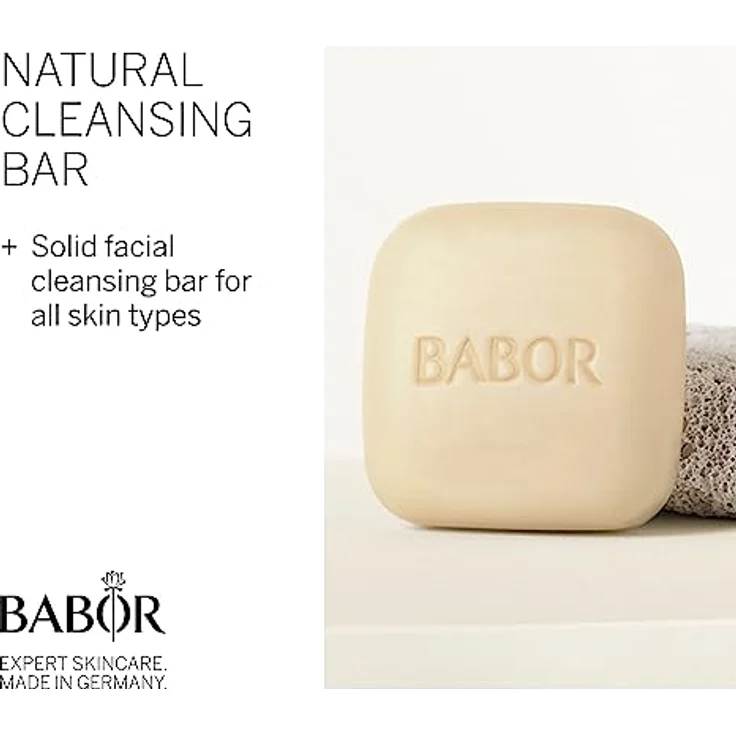 BABOR Natural Cleansing Bar für ölige Haut und Mischhaut, Feste Gesichtsreinigung für einen geklärten Teint, Mit Aloe Vera und Baobaböl, mit Aufbwahrungsdose, 1 x 65g – Bild 2