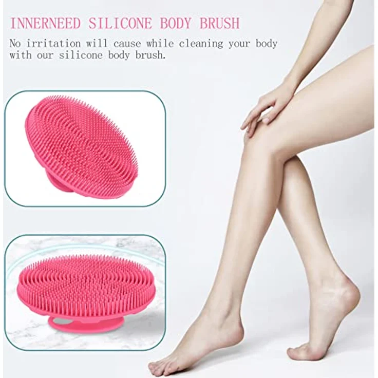 INNERNEED Körperschrubber, Duschbürste aus lebensmittelechtem Silikon, sanftes Peeling, hygienisch, rosa – Bild 5
