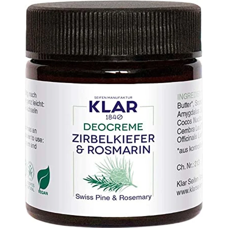 KLAR Deocreme Zirbelkiefer & Rosmarin, 30 ml, natürliche Inhaltsstoffe, ohne Aluminiumsalze und Alkohol – Bild 2