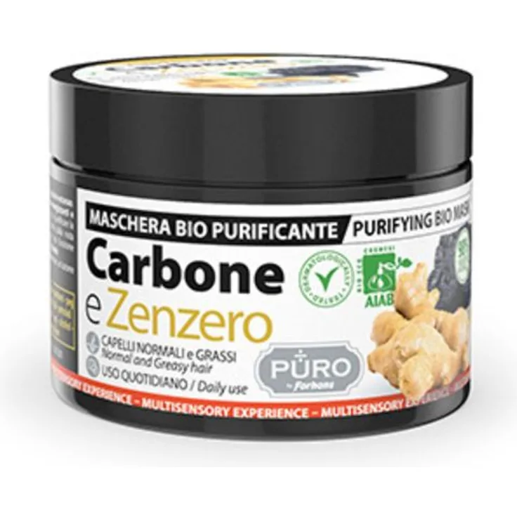 Puro BIO Maschera Carb-Ze250Ml, Gesichtsmaske mit reinigendem Aktivkohle- und Ingwerextrakt, 250 ml