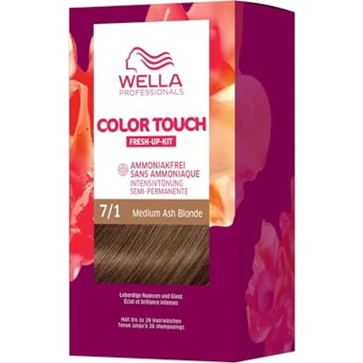 Wella Professionals Color Touch demi-permanente Haarfarbe ohne Ammoniak – Haarfärbemittel zur Farbauffrischung und Grauhaar-Abdeckung – Ansatz-Kit inkl. Haarmaske – 7/1 Medium Ash Blonde (130 ml)