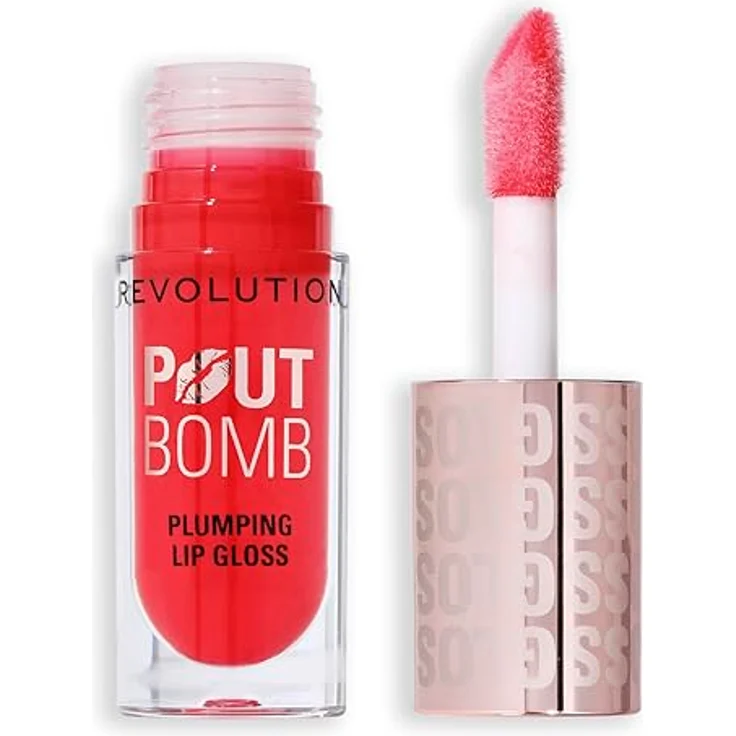 Revolution Pout Bomb Plumping Gloss Cherry Sheer Red, 4,6 ml, Lippenpflege mit voluminisierendem Effekt und Vitamin E – Bild 3