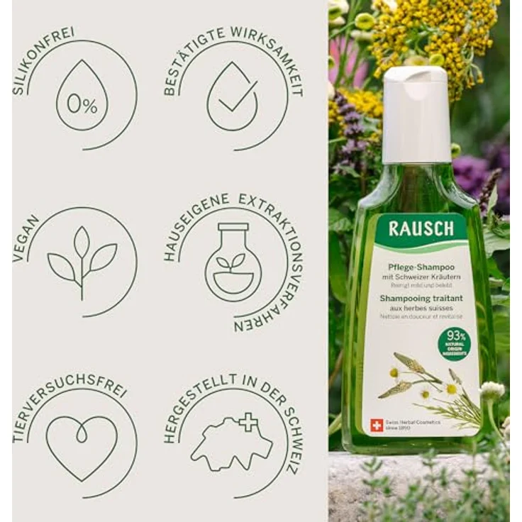 Rausch Pflege-Shampoo mit Schweizer Kräutern, 200 ml für gepflegtes Haar – Bild 4