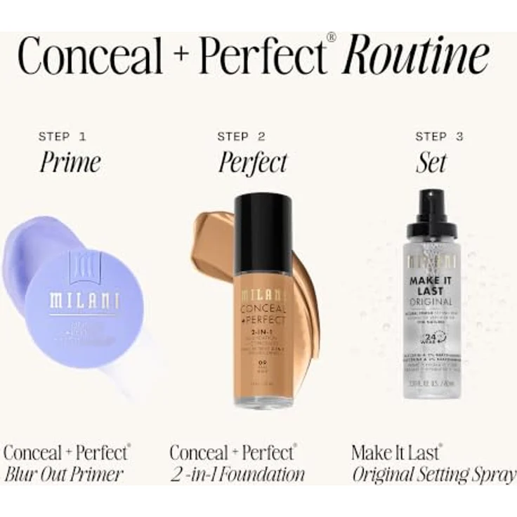 Milani Conceal + Perfect 2in1 Foundation, wasserfeste, cremige Foundation, 30 ml, Sand/07 – Bild 7