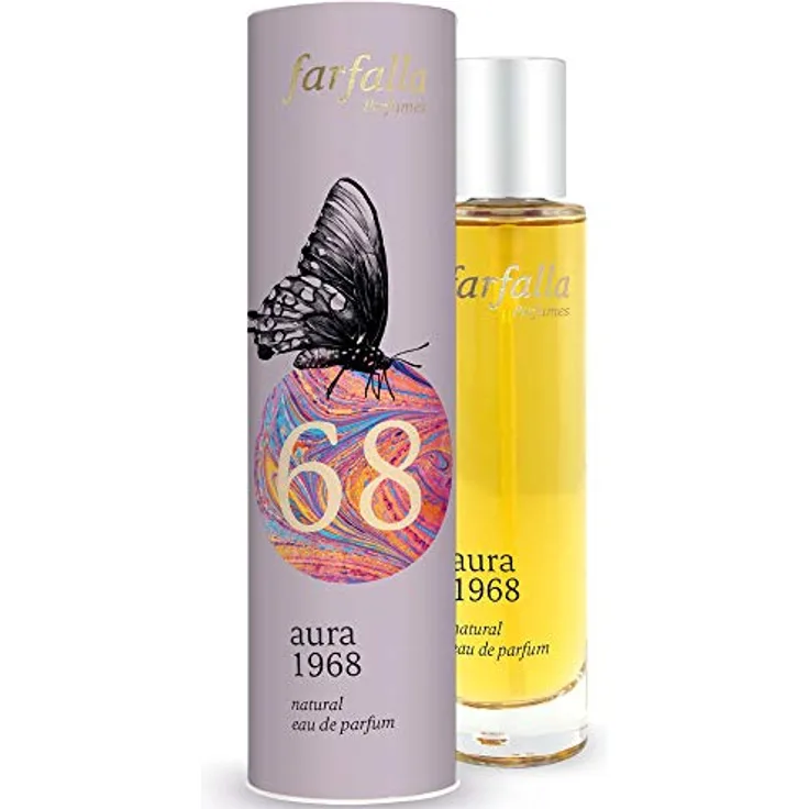 Farfalla Eau de Parfum "Aura 1968" (50 ml) - Damenduft mit ätherischen Ölen von Lemongrass, Neroli, Angelika, Zirbelkiefer, 50 ml