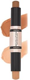 Makeup Revolution Konturenstift Duo Cream Contour & Highlight, definiert die Wangenknochen und modelliert das Gesicht, vegan und frei von Tierversuchen, dunkel, 2,4 g