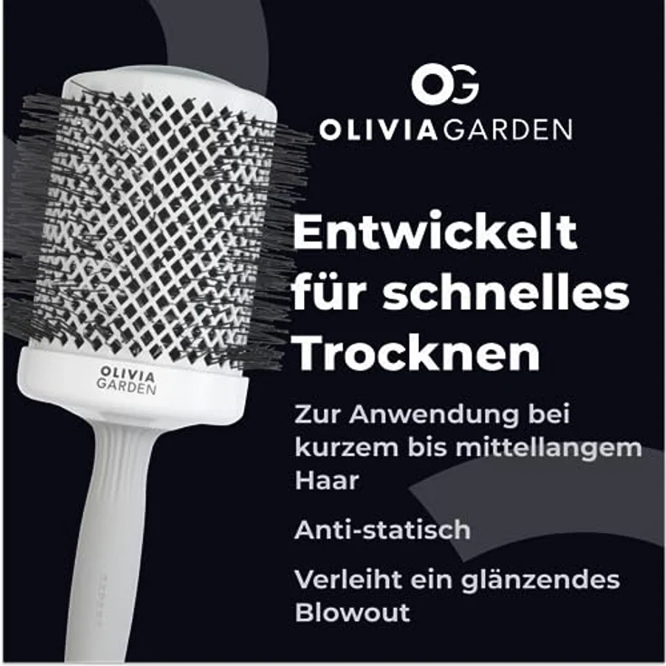 Olivia Garden - Expert Blowout Shine Haarbürste, Weiß und Grau, 80 – Bild 4