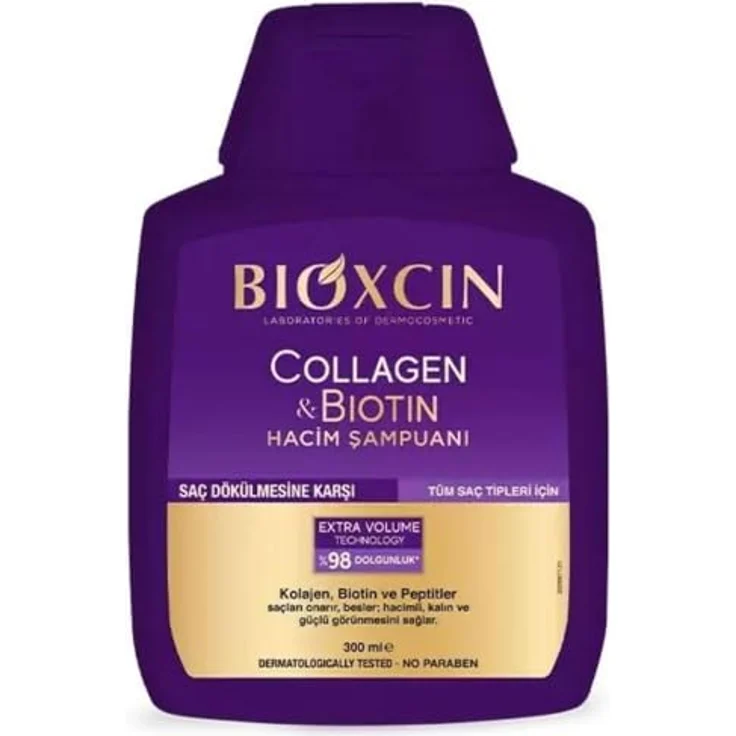 Bioxcin Collagen & Biotin Volumen Shampoo 300ml - Für Dickeres, Stärkeres & Fülligeres Haar - Gegen Haarausfall - Alle Haartypen – Bild 1