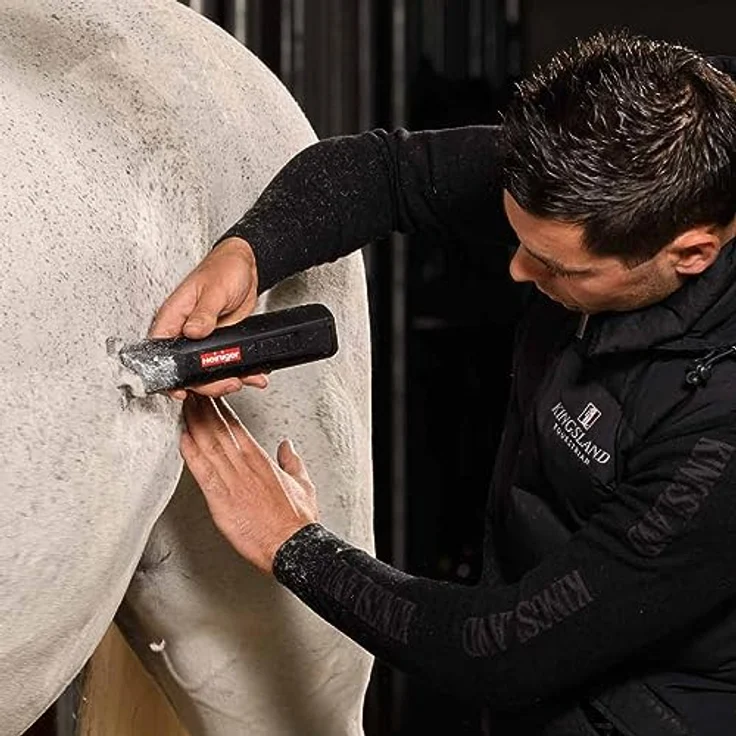 Heiniger Saphir Horse Pferdeschermaschine, Akustisch leise, vibrationsarm, mit 2 Akkus und 10WF Scherkopf – Bild 8