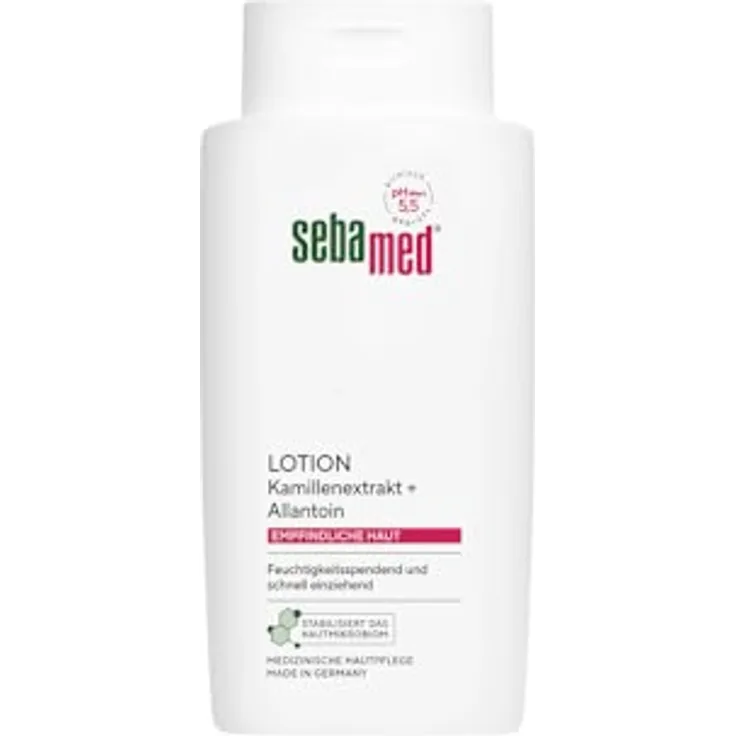 Sebamed Lotion 400 ml, feuchtigkeitsspendende Bodylotion für empfindliche und trockene Haut mit Kamillenextrakt und Allantoin, pH 5,5, vegan