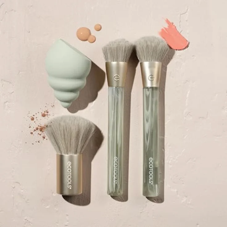 EcoTools Sea Gems Face Set, 4-teiliges Make-up-Pinselset für Damen mit hochwertigen Pinsel- und Schwamm-Applikatoren – Bild 7