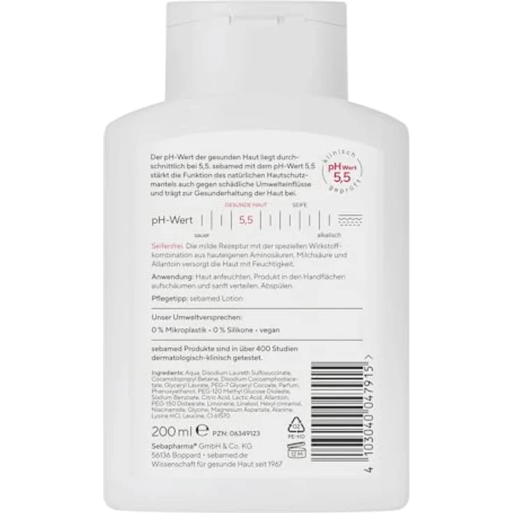 Sebamed Frische Dusche 200 ml, Duschgel für empfindliche Haut, feuchtigkeitsspendend mit Aminosäuren und Allantoin, pH 5,5, für Männer und Frauen – Bild 2