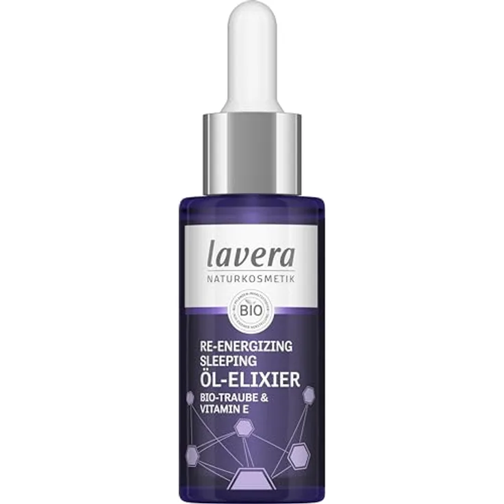 lavera Re-Energizing Sleeping Öl-Elixier - natürliche Zellerneuerung - Revitalisiert Hautbild - feuchtigkeitsspendend - vegan - Naturkosmetik - 30 ml