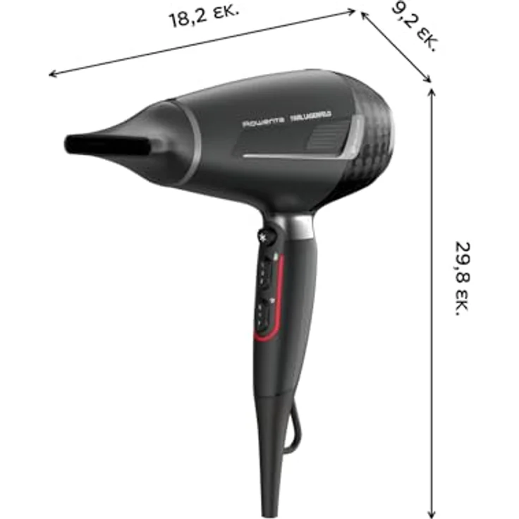 Rowenta Karl Lagerfeld Pro Stylist CV888LF0 Haartrockner, 2200 Watt, Kaltstufe, inkl. Volumendiffusor, 2 Stylingdüsen (6 mm, 9 mm), schwarz, rot – Bild 11