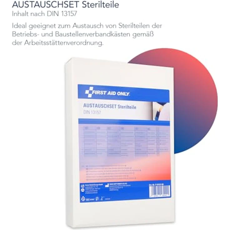 First Aid Only Austauschset Sterilteile für DIN 13157:2021, sterile Verbandmaterialien für Betrieb und Büro, sofort einsatzbereit, P-91311 00 – Bild 5
