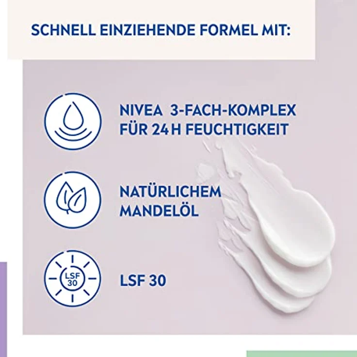 NIVEA Reichhaltige Tagespflege Natürliches Mandelöl LSF 30 Tagescreme 50 ml – Bild 3