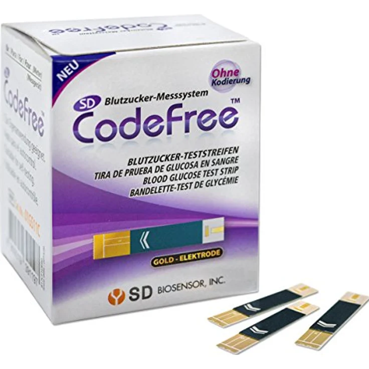 CodeFree SD CodeFree Blutzuckerteststreifen, 250 Stück Sparpack für präzise Blutzucker-Messung ohne Kodierung – Bild 1