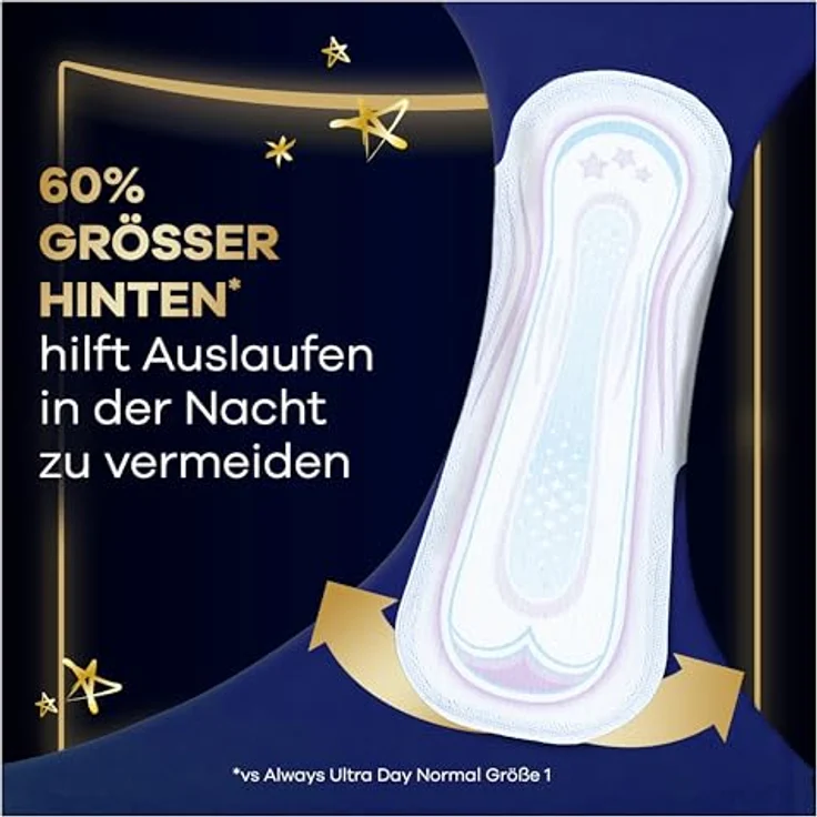 Always Ultra Night Damenbinden (Größe 4) mit Flügeln, 72 Stück, super saugfähig und ultra dünn, bis zu 10h Schutz, LeakGuard und OdourLock-Technologie – Bild 5