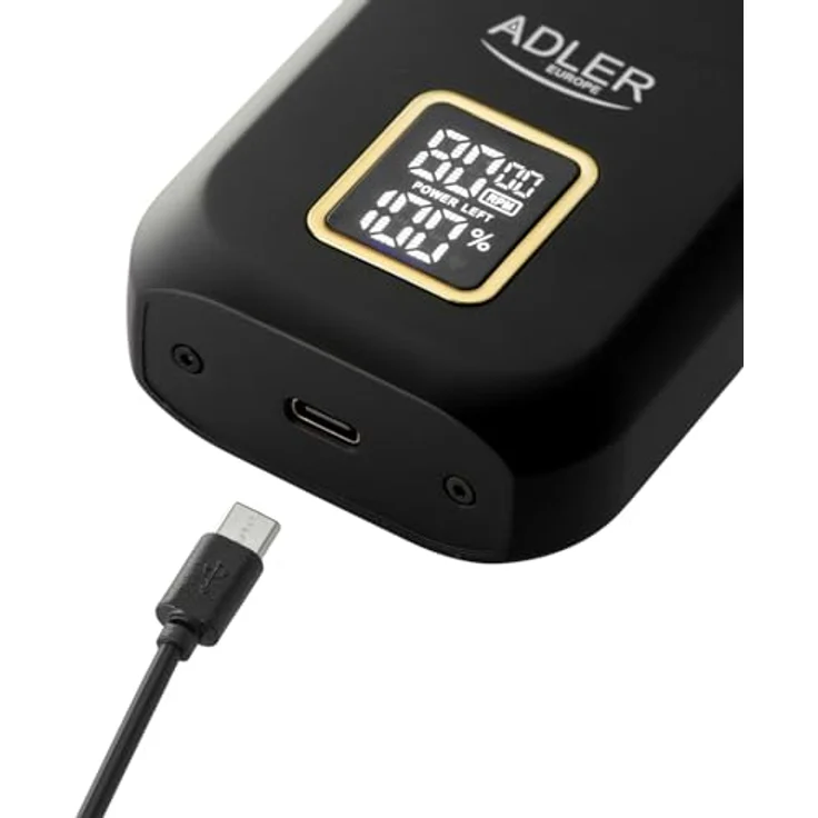 ADLER EUROPE Elektrorasierer AD 2947, Profi-Folienrasierer mit 3 Stufen, LCD-Display, USB-C, Dual-Doppelkopf, Gold/Schwarz, inkl. Reinigungsbürste und Klingenschutz – Bild 11