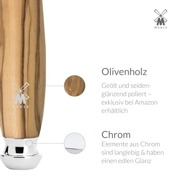 Mühle Rasierhobel (R 330 SR) mit geschlossenem Kamm, Olivenholz Griff – Bild 6