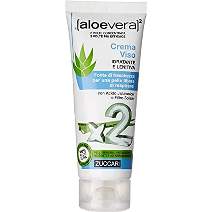 ZUCCARI [aloevera]², Feuchtigkeitsspendende und Beruhigende Gesichtscreme, 50 ml