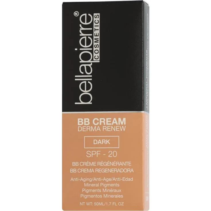 Bellapierre Cosmetics BB Cream Derma Renew Dark, Mineral-Formel mit mittlerer bis voller Deckkraft und SPF 15/20, 50 ml