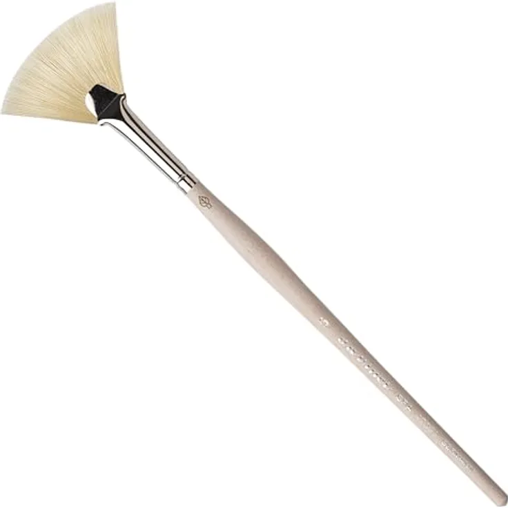 da Vinci SPA Masken-Fächerpinsel, Kunstfaser, für Gesichtsmasken & Peelings, sanft & präzise, weißer Holzgriff, Handmade in Germany, Größe 5