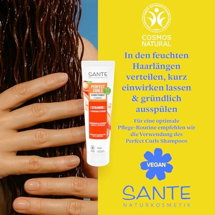 SANTE Naturkosmetik Perfect Curls Conditioner Ceramide, 150ml - Haarspülung für lockiges & welliges Haar mit Ceramiden & Banane, silikonfrei, mild & vegan – Bild 5