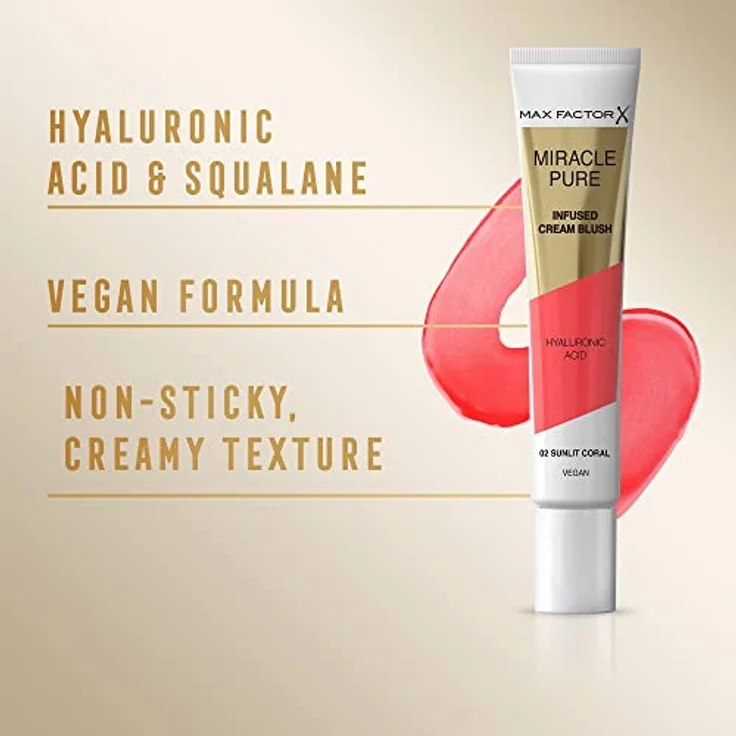 Max Factor Miracle Pure Creme-Rouge, Farbton 02 Sunlit Coral, 15 ml, veganes Rouge mit langanhaltendem Effekt und leichter Textur – Bild 4