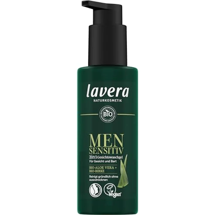 lavera Men sensitiv 2in1 Gesichtswaschgel - feuchtigkeitsspendend - Reinigung ohne Austrocknen - vegan - Naturkosmetik - 150 ml – Bild 1